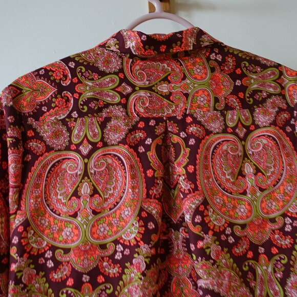 Banana Republic BR bright orange pink Paisley short shirt Dress easy care 4 S SM - Picture 10 of 15